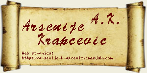 Arsenije Krapčević vizit kartica